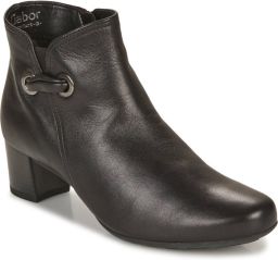 Gabor Zwarte Leren Comfort Enkellaarzen Black Dames
