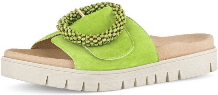 Gabor Slippers plateau zomerschoen slippers met sierparels aan de decoratieve gesp