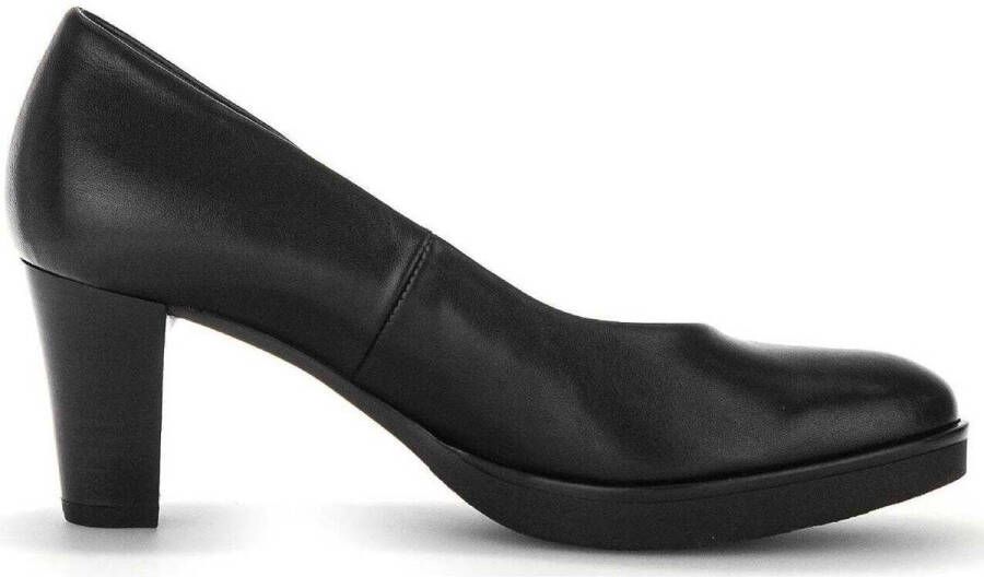 Gabor Zwarte Leren Damespump met 6cm Hak Black Dames