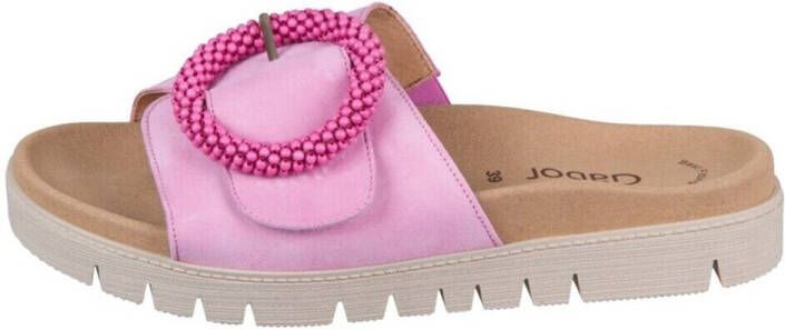 Gabor Slippers plateau zomerschoen slippers met sierparels aan de decoratieve gesp - Foto 3