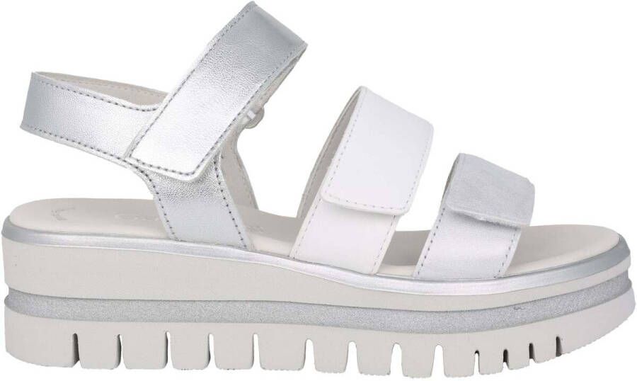 Gabor Zilveren Sandaal Drievoudige Klittenbandsluiting - Foto 2