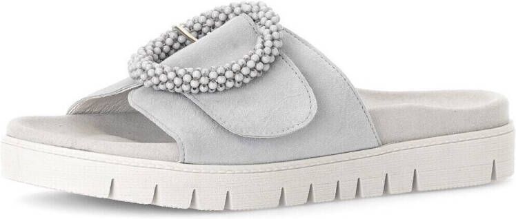 Gabor Slippers plateau zomerschoen slippers met sierparels aan de decoratieve gesp