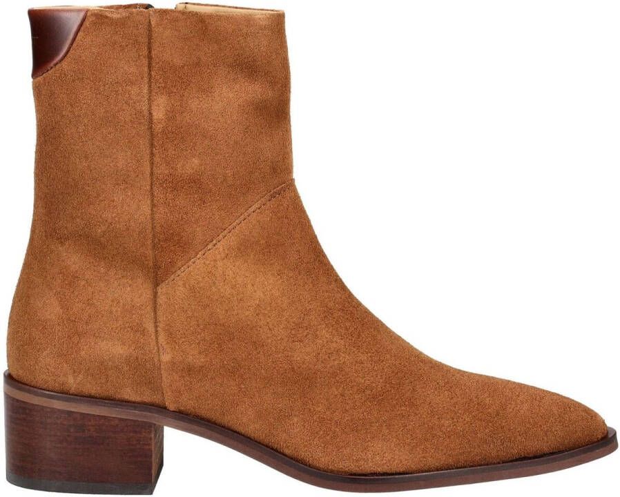 Zwarte Western Laarzen Dames Nubuck Leren Enkellaarzen
