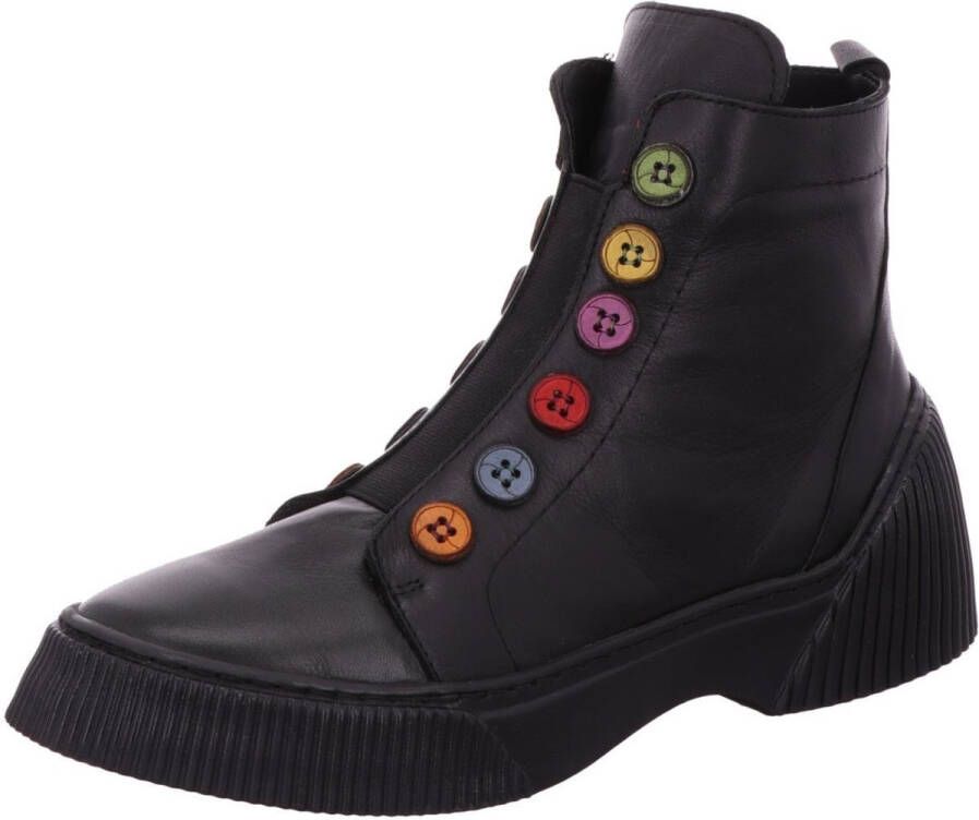 Gemini Enkellaarsje met vrolijk gekleurde knoopapplicatie Zwart