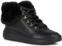 Geox Rubidia Leather Faux Fur Trim Trainers Zwart Dames - Thumbnail 2