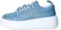Gio+ Blauwe Leren Sneakers met Raffia Blue Dames - Thumbnail 2