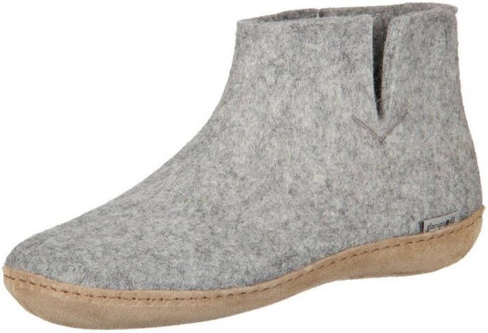 Glerups Hoge Wollen Sloffen Leren Zool Grijs - Foto 3