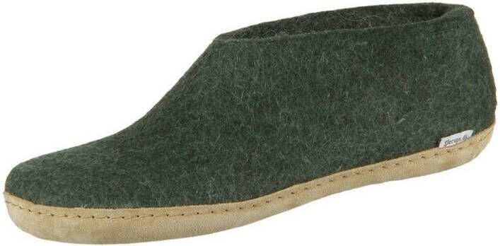 Glerups Lage Wollen Sloffen Leren Zool Donker Groen - Foto 3