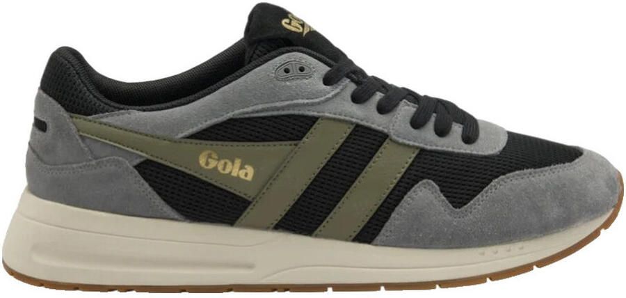 Gola Lage Sneakers Baskets Delta tige en maille noire et daim gris cendré