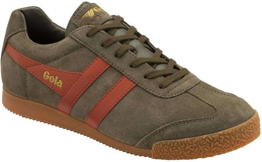 Gola Harrier suède sneakers kaki oranje - Foto 4