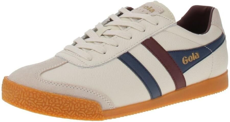Gola Harrier Leer Herensneaker Off-White-Navy-Burgundy - Foto 3