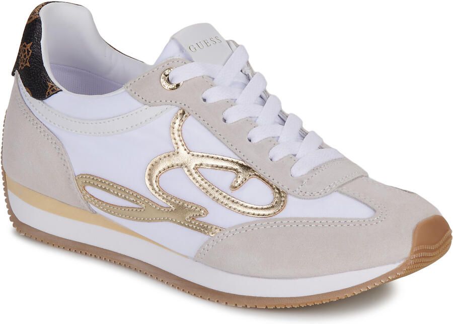 GUESS Skroll suède sneakers ecru goud - Foto 5