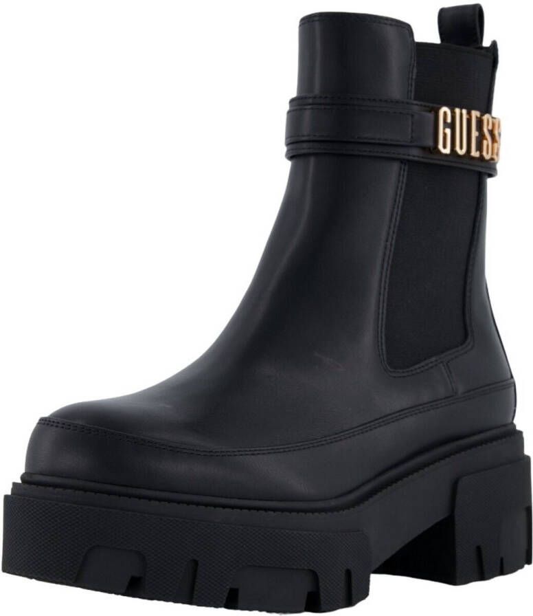 Guess PU Leren Laarzen Noir Tons Ronde Neus Sleehak Black Dames - Foto 7