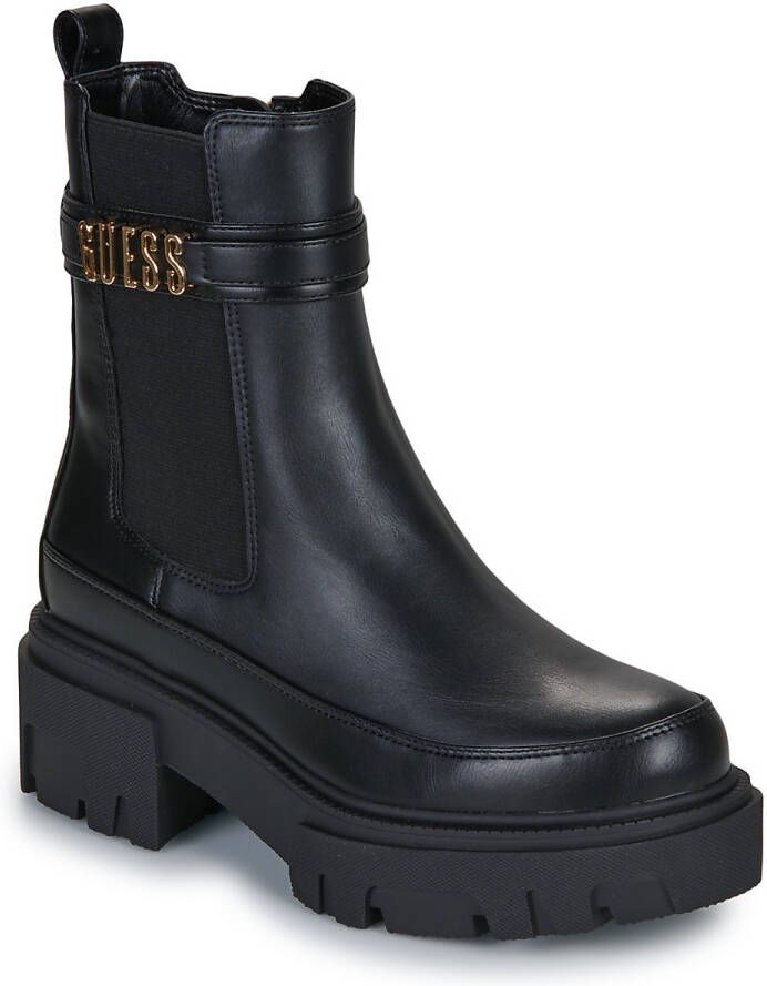 Guess PU Leren Laarzen Noir Tons Ronde Neus Sleehak Black Dames - Foto 6