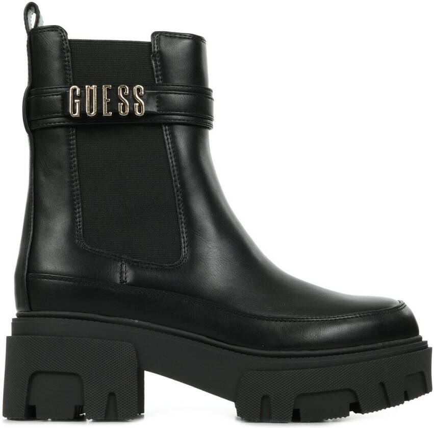 Guess PU Leren Laarzen Noir Tons Ronde Neus Sleehak Black Dames - Foto 7