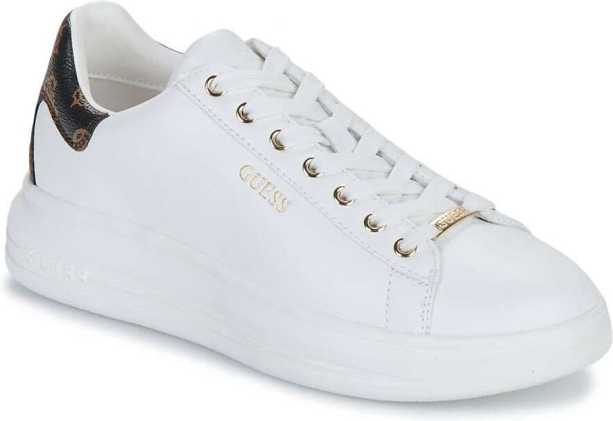 Guess Dames Vibo Leren Sneakers Wit Goud White Dames - Foto 8
