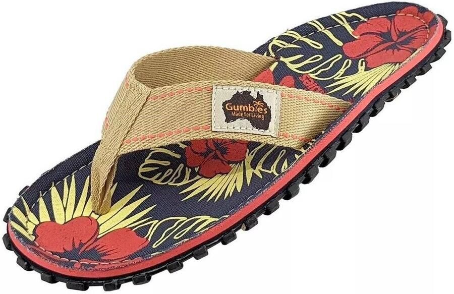 Gumbies Teenslippers Islander Denim Hibiscus