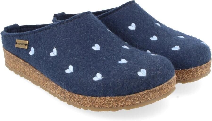 Haflinger Women's Grizzly Cuoricini Pantoffels blauw - Foto 1