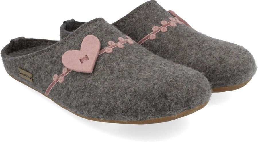 Haflinger Women's Everest Coeur Pantoffels grijs