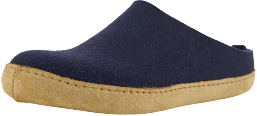 Haflinger Emil's Toffel -instap pantoffel Blauw Vilt Fashion Pantoffel leren loopvlak anatomisch voetbed - Foto 2
