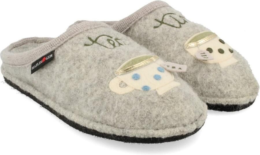 Haflinger Flair Tea Time Pantoffels beige grijs