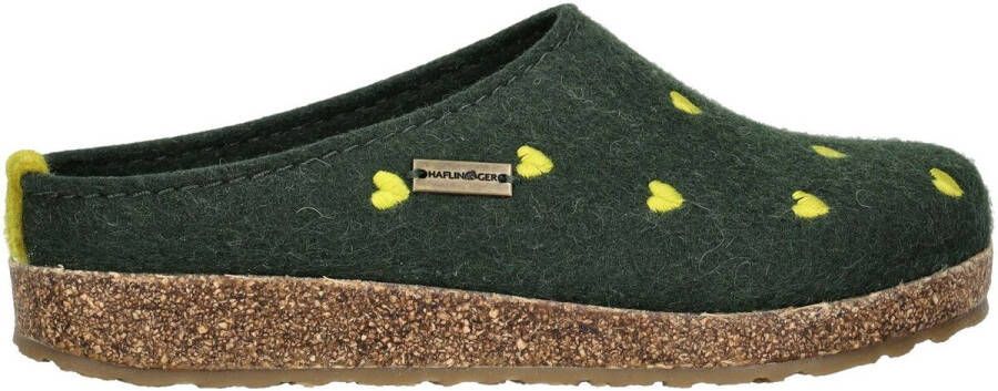 Haflinger Women's Grizzly Cuoricini Pantoffels groen