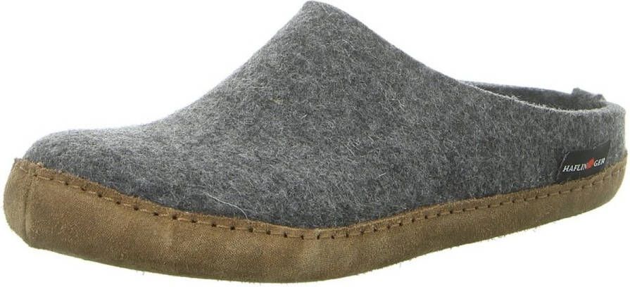 Haflinger Emil's Toffel -instap pantoffel Antraciet Vilt Fashion Pantoffel leren loopvlak anatomisch voetbed - Foto 2