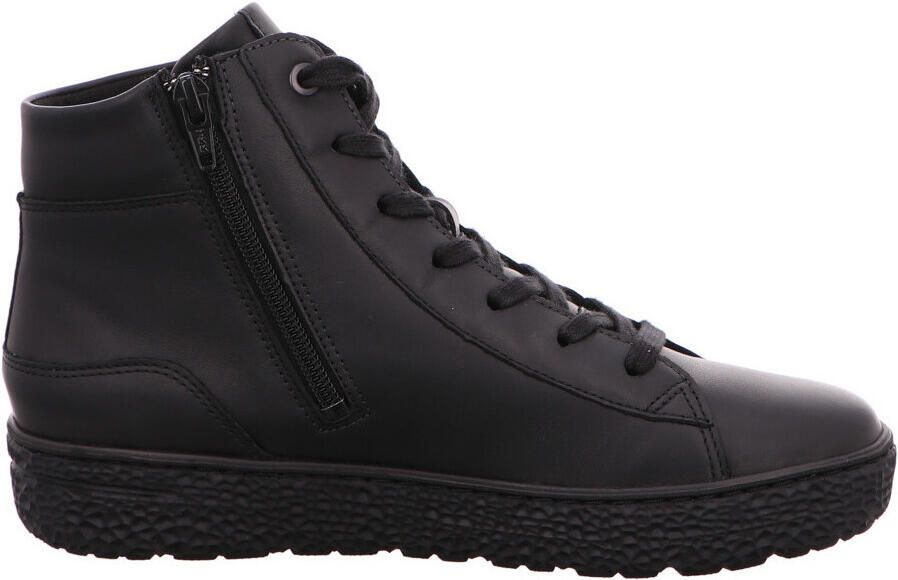 Hartjes Leren enkellaarzen met blokhak Black Dames
