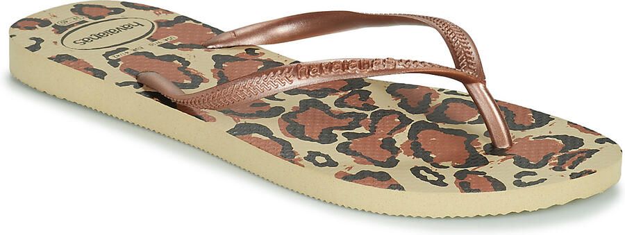 Havaianas Slim Animals teenslippers met panterprint roségoud - Foto 2