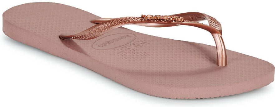 Havaianas Women's Slim Logo Metallic Sandalen roze bruin