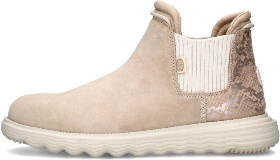 HeyDude Women's Branson Suede Novelty Hoge schoenen beige wit