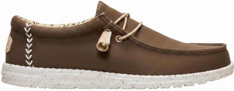 Hey Dude Wally Stretch Canvas Mannen Bruin Sneakers - Foto 3