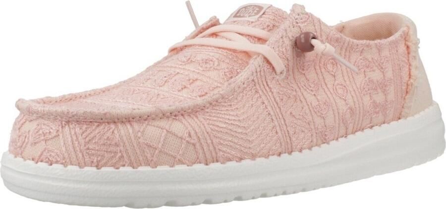 Hey Dude Wendy Crochet Lace Mokassins Pale Pink Systeem Easy-on Elastsiche Veters - Foto 2
