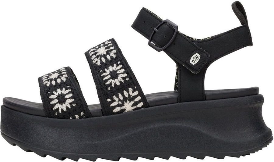 Hey Dude Delray Buckle Serie Dames Platform Sandaal Zwart Wit Textiele Voering EVA Zool - Foto 2
