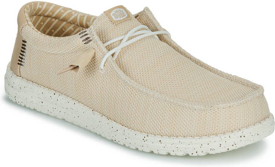 HEYDUDE Wally Stretch Sox Heren Schoenen Beige Maat: 40 Canvas Foot Locker