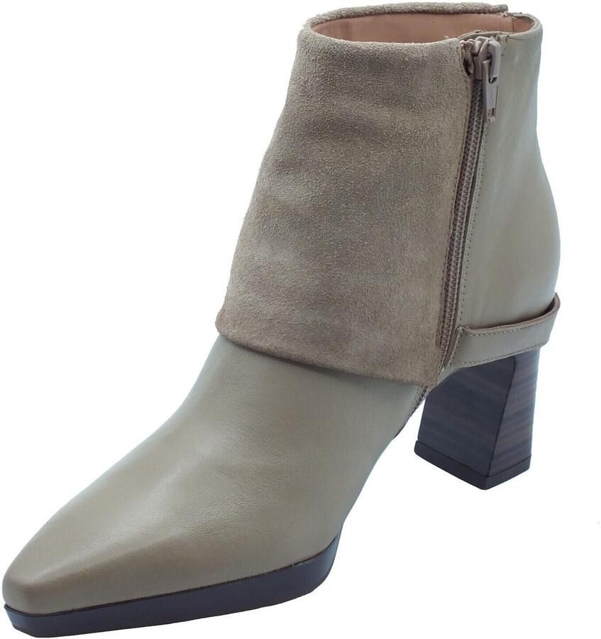 Hispanitas beige leren enkellaarzen met suède flap HI265229 - Foto 2