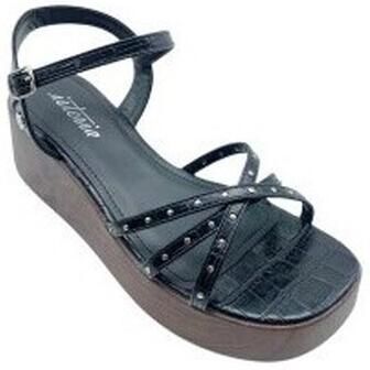 Isteria Sandalen met sleehak Sandalia señora 1111 negro