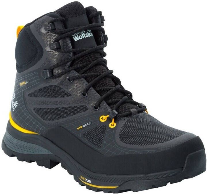Jack Wolfskin Force Trekker Texapore Mid Men Waterdichte trekkingschoenen Heren 44.5 zwart black burly yellow XT