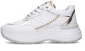 Janet & Janet Wit Goud Leren Sneakers met Luxe Inzetstukken - Wit