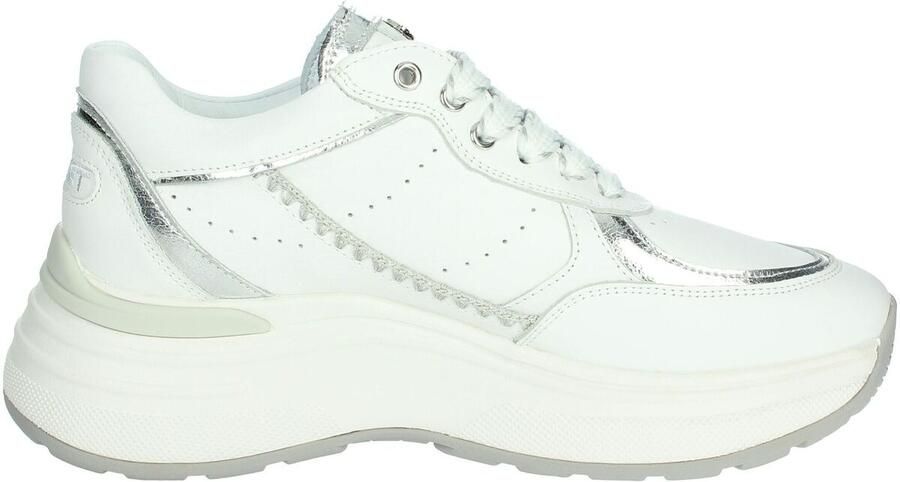 Janet & Janet Chunky Witte Leren Sneakers met Metalen Details - Foto 3