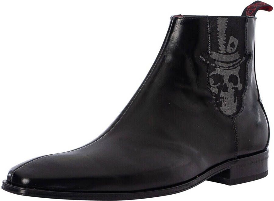 Jeffery-West Laarzen Chelsea-laarzen van gepolijst leer met schedel