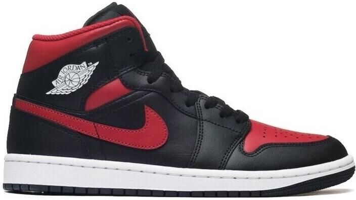 Nike Air Jordan 1 Mid Black Varsity Red Sneakers Heren Doos Zonder Deksel - Foto 5