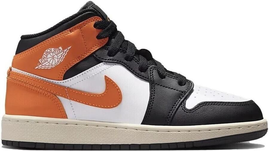 Nike Air Jordan 1 Mid Kinder Sneaker Zwart Wit Oranje