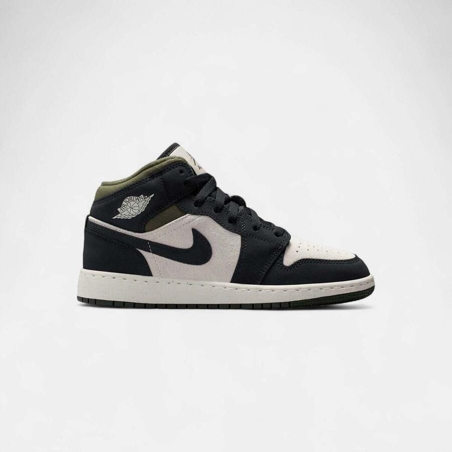 Nike Hoge Sneakers jordan-1-mid-off-noir-medium-olive-gs