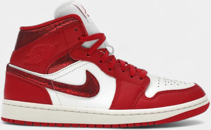 Nike Hoge Sneakers Jordan 1 Mid SE Red Cracked Leather ( 's)