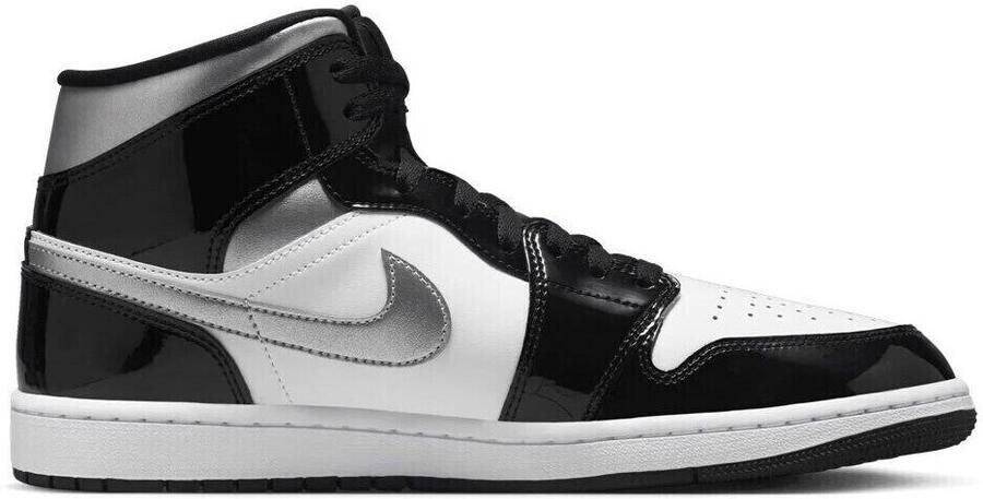 Nike Air Jordan 1 Mid SE Patent Black White Silver Gold Sneakers Doos Zonder Deksel - Foto 3