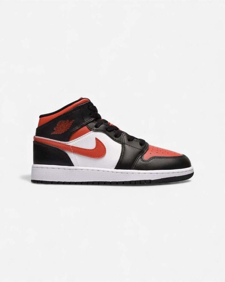 Nike Sneakers Air Jordan 1 Mid Bred Toe Black Fire Red White (GS)