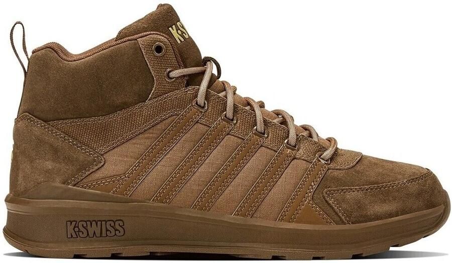 K-Swiss Vista Trainer Mid Herren Sneakers Sportschoenen Schoenen Leer Bruin 07145-210-M