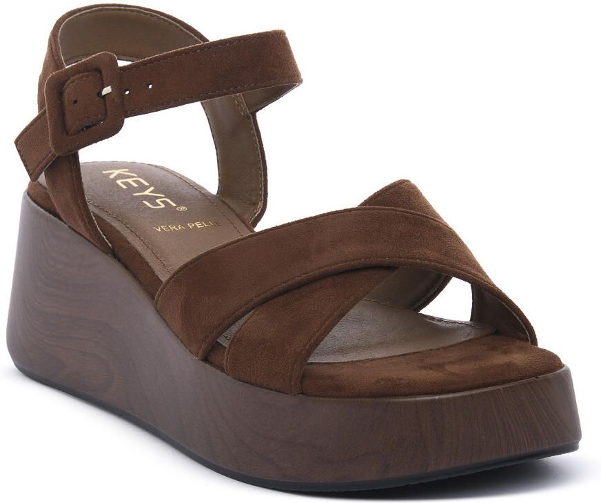 Keys Sandalen met sleehak DARK BROWN