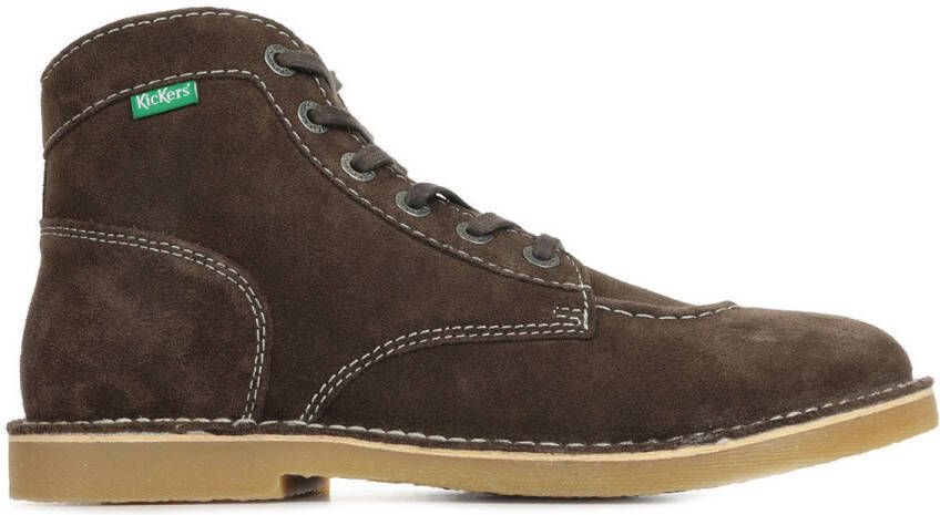 Kickers Comfortabele Veterschoenen van Leer Brown Heren